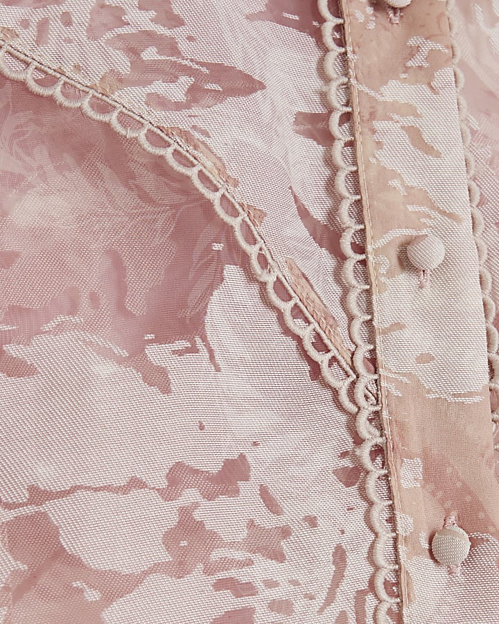 Pink floral burnout western shirt