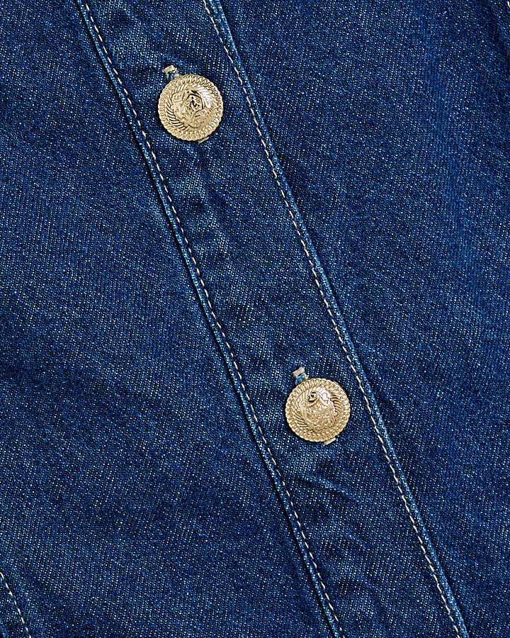 Blue denim trophy shift mini dress
