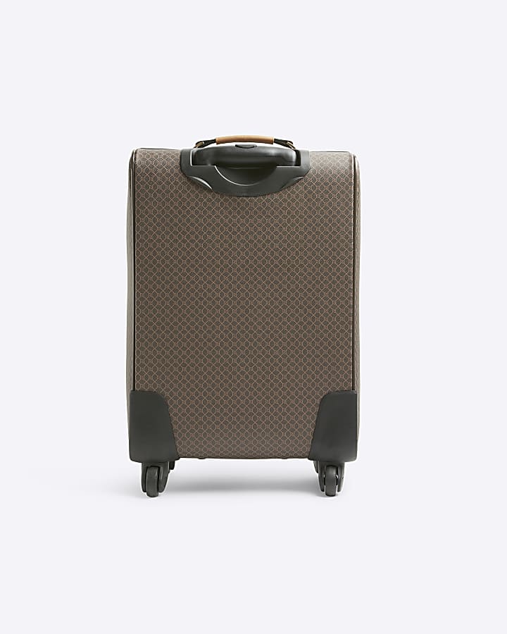 Brown stripe RI monogram suitcase