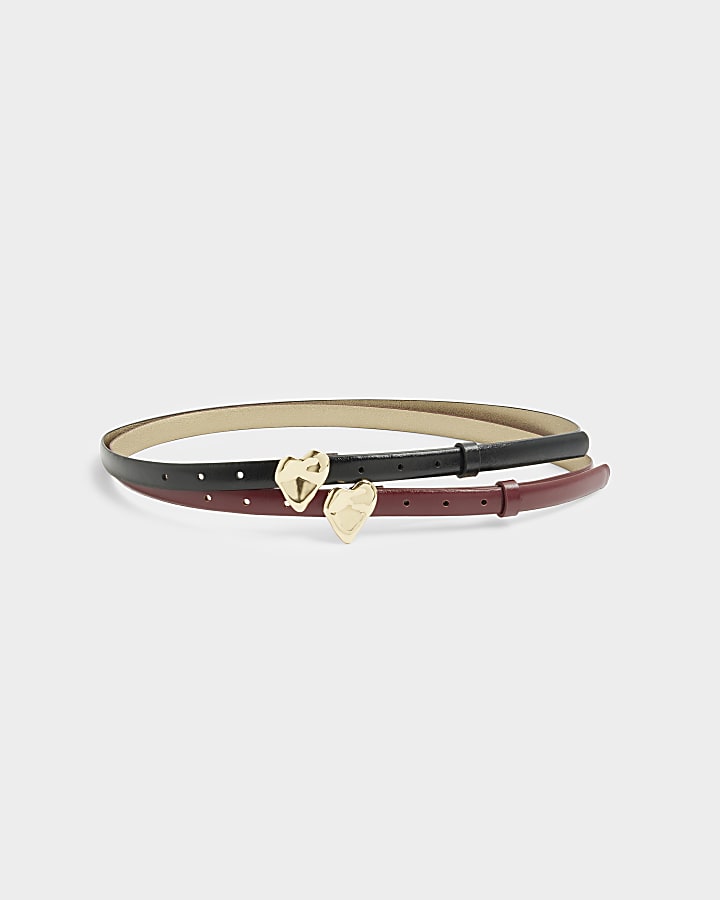 Red heart skinny belt multipack