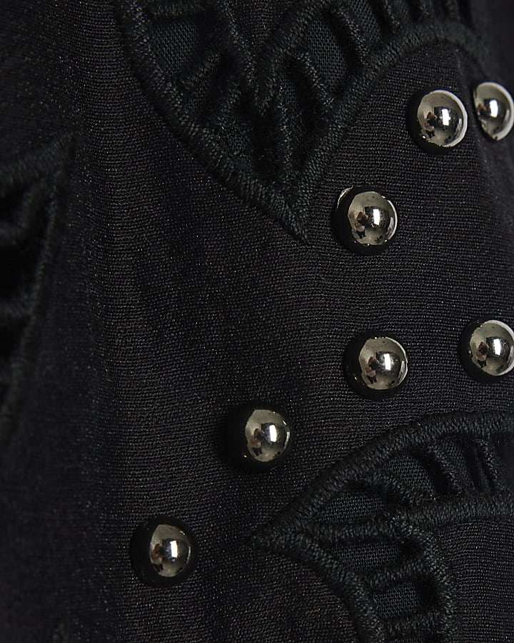 Black broderie studded shorts