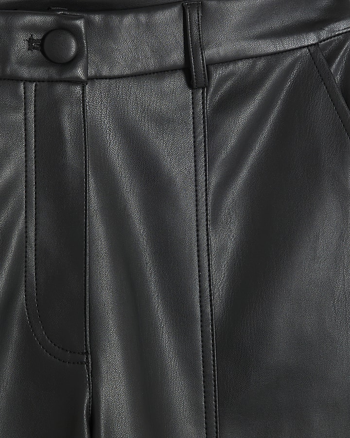 Black faux leather straight Trousers