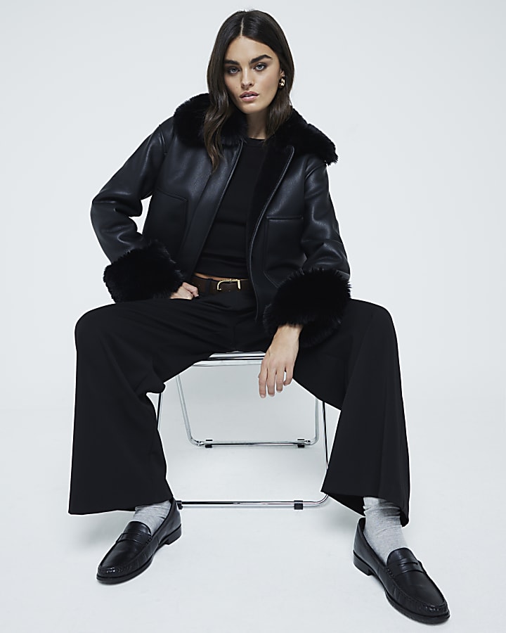 Black Faux Shearling Jacket