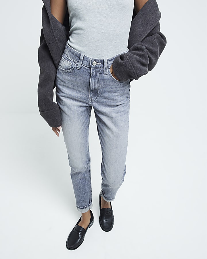 Grey high waisted bum sculpt mom jeans