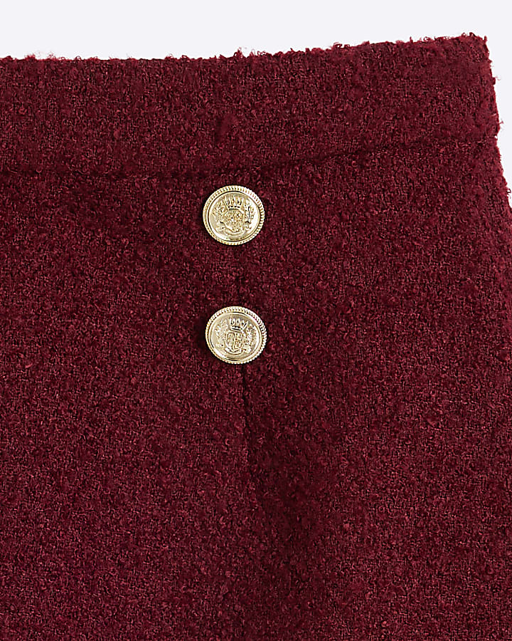 Petite Red Boucle Button Mini Skirt