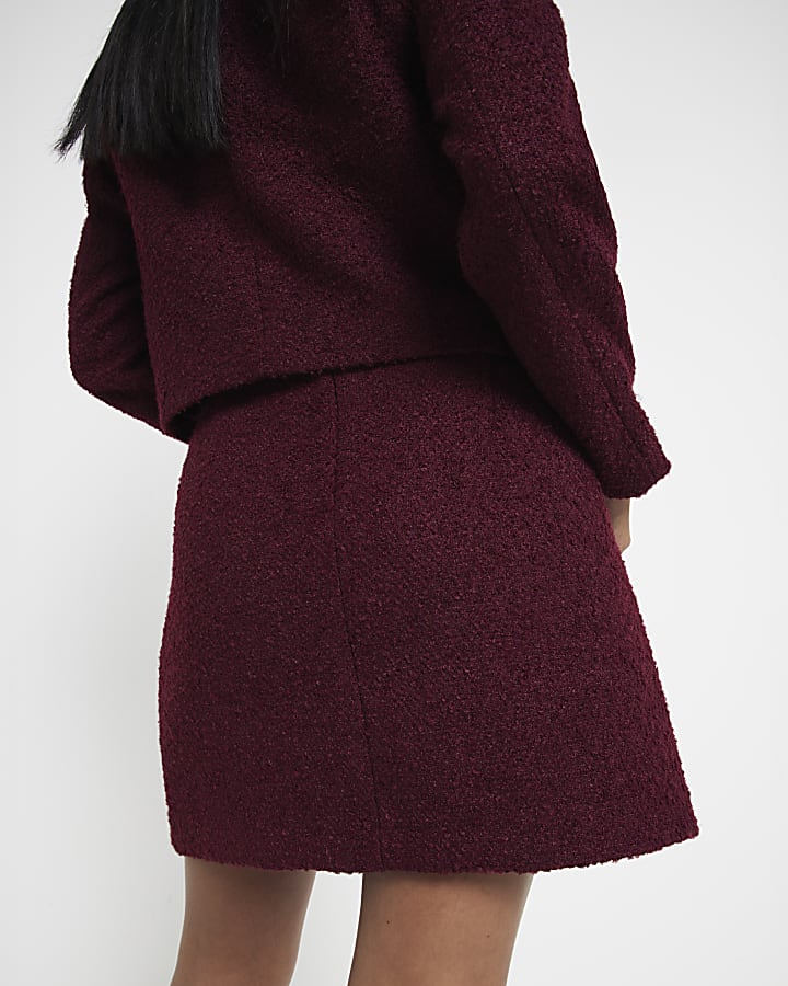 Petite Red Boucle Button Mini Skirt