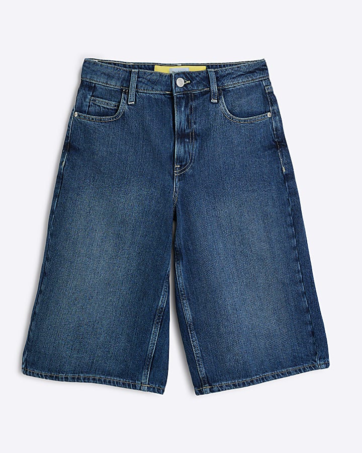 Blue knee length denim jorts