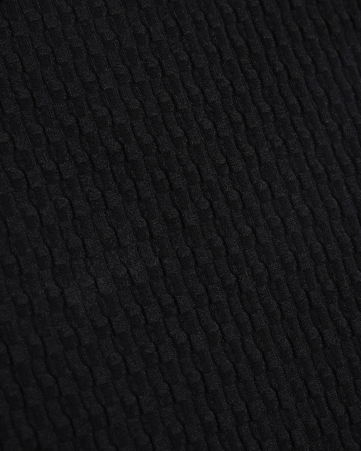 Black Textured Seamless Midi Skirt