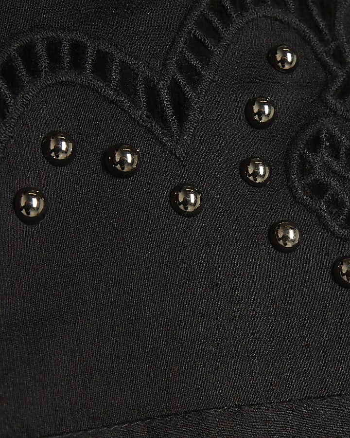 Black studded broderie shirt dress