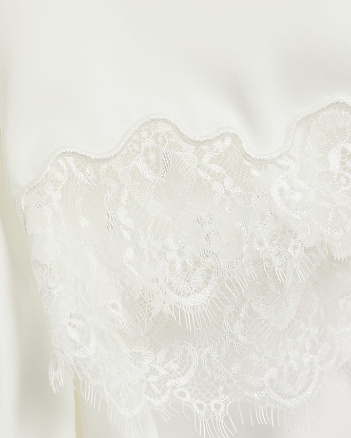 White Loose Fit Long Sleeve Lace Blouse