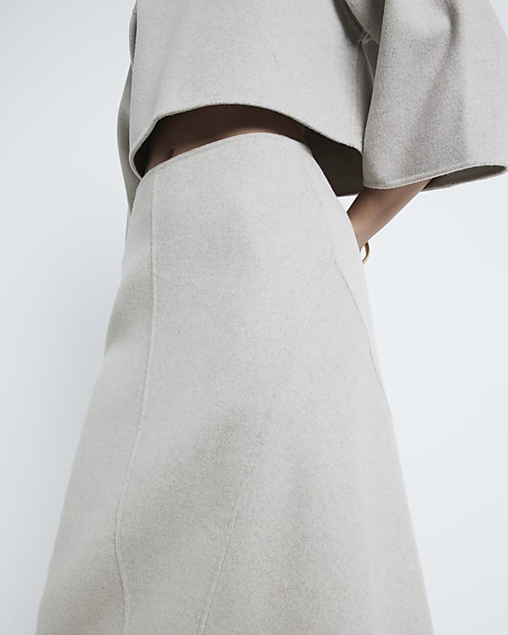 Beige Premium asymmetric midi skirt