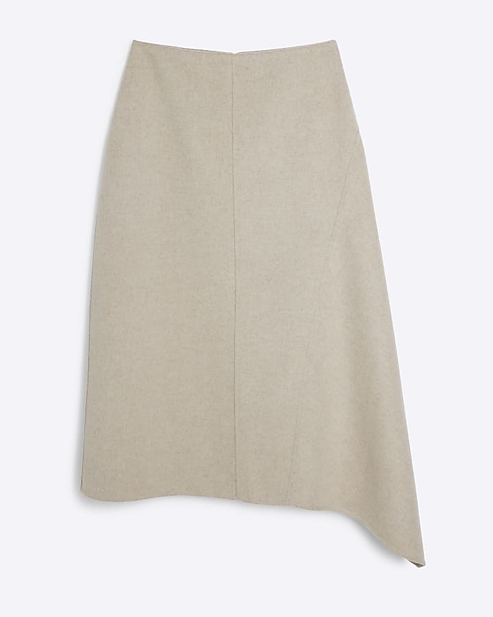 Beige Premium asymmetric midi skirt