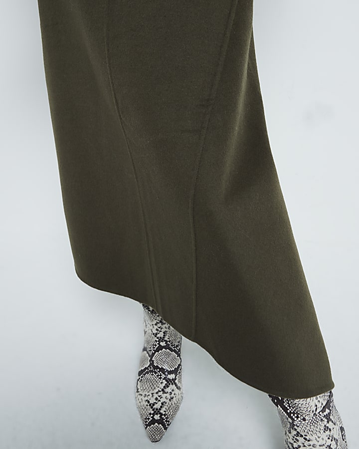 Khaki Premium asymmetric midi skirt