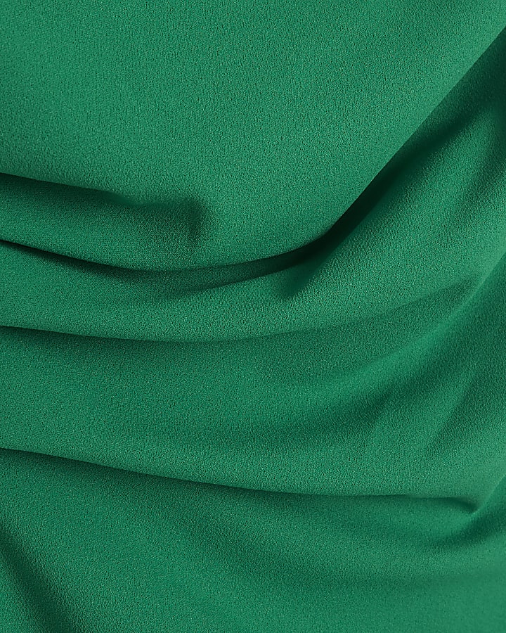 Green Drape Off Shoulder Bodycon Midi Dress