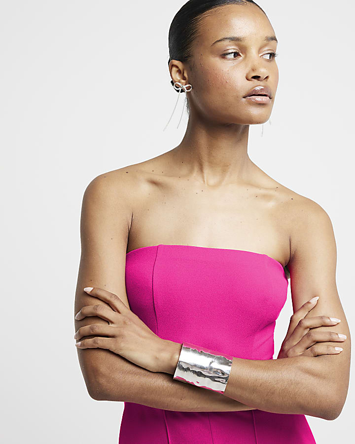 Pink bandeau wide leg jumpsuit