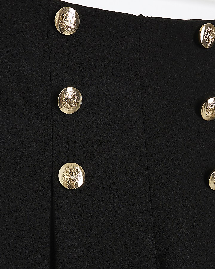 Black button detail wide leg trousers