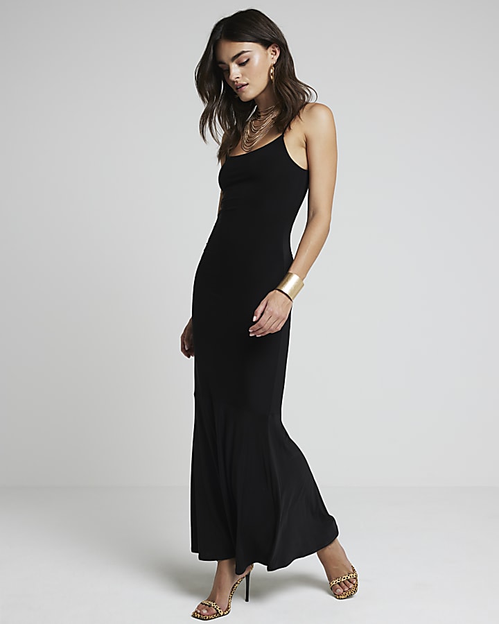 Black slinky bodycon maxi dress