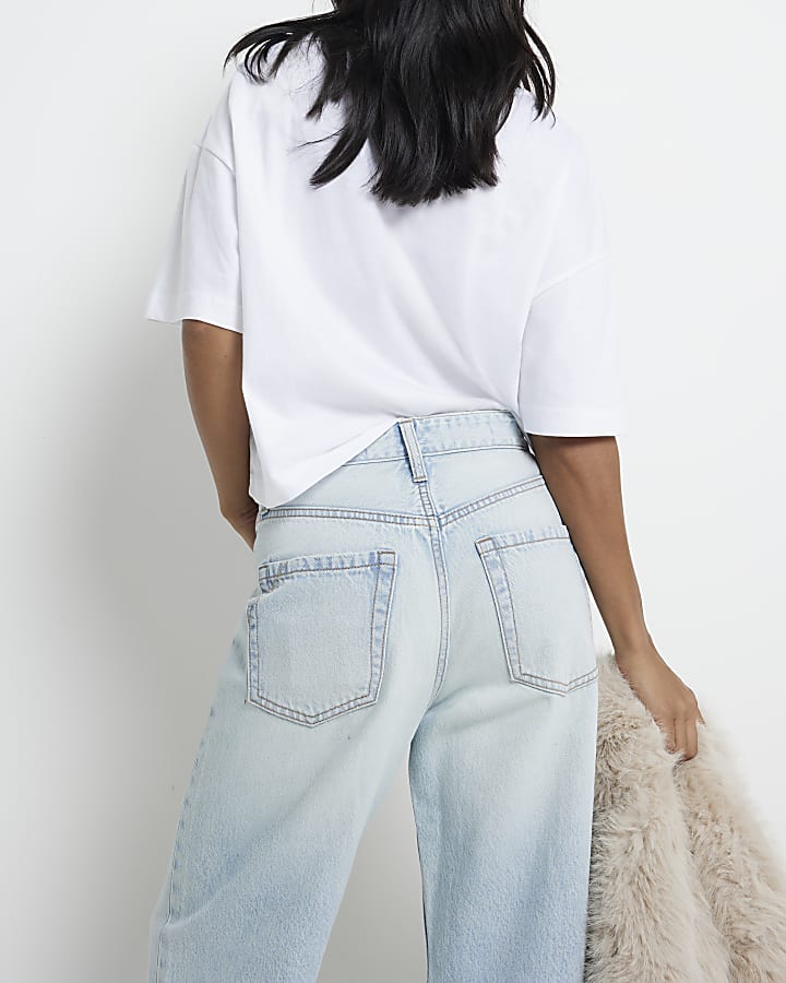 Petite high waisted relaxed straight jeans