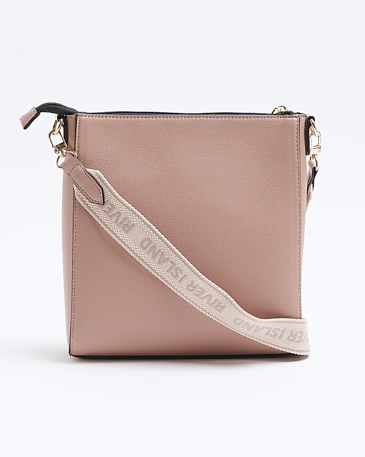 Pink RI embossed cross body bag