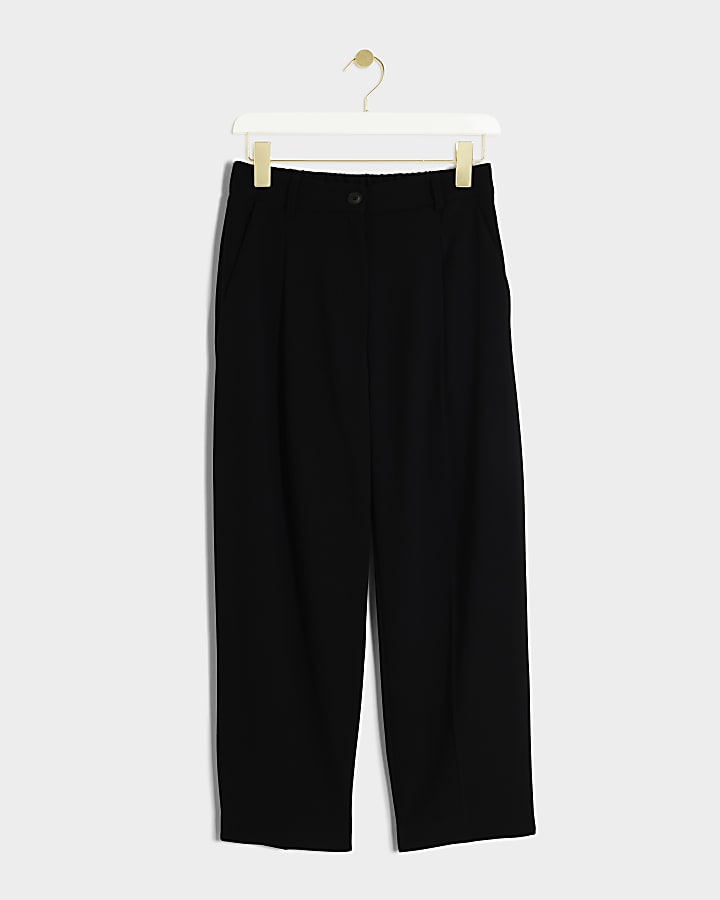 Black Pleated Straight Trousers