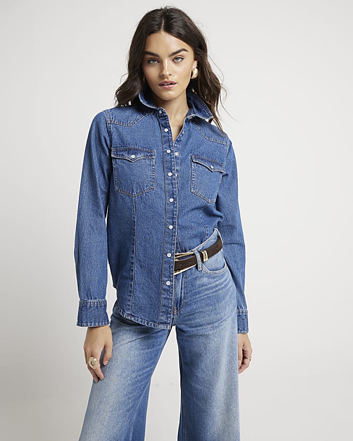 Blue denim western shirt