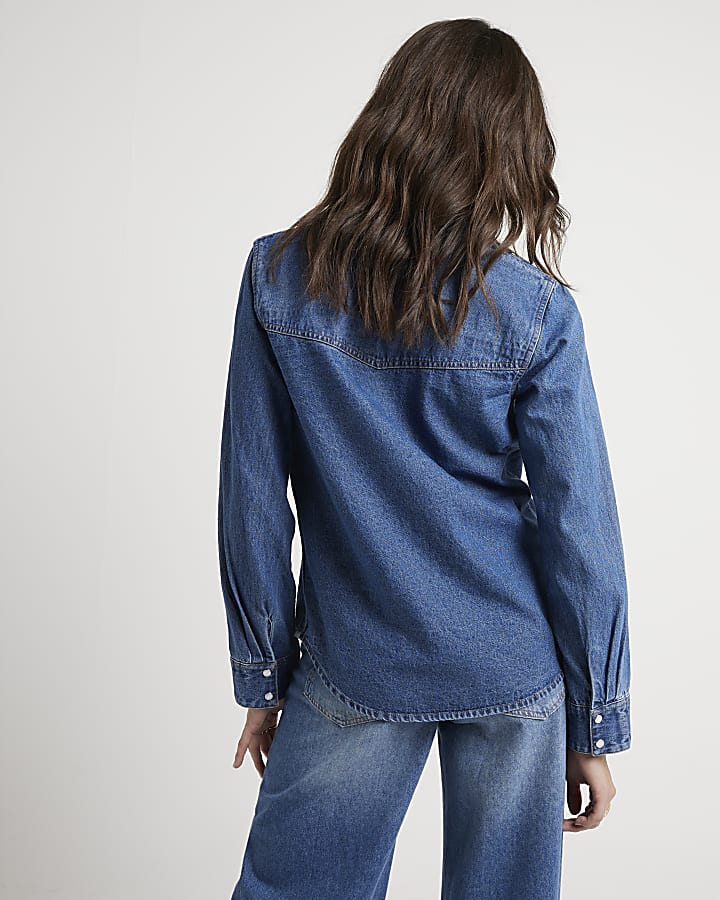 Blue denim western shirt