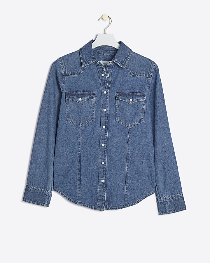 Blue denim western shirt