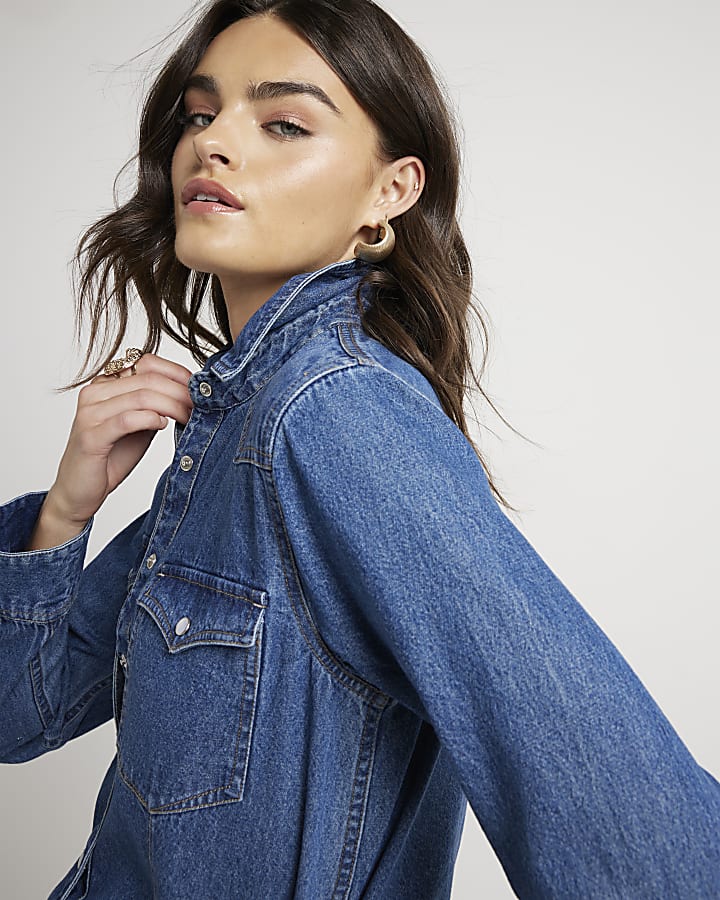 Blue denim western shirt