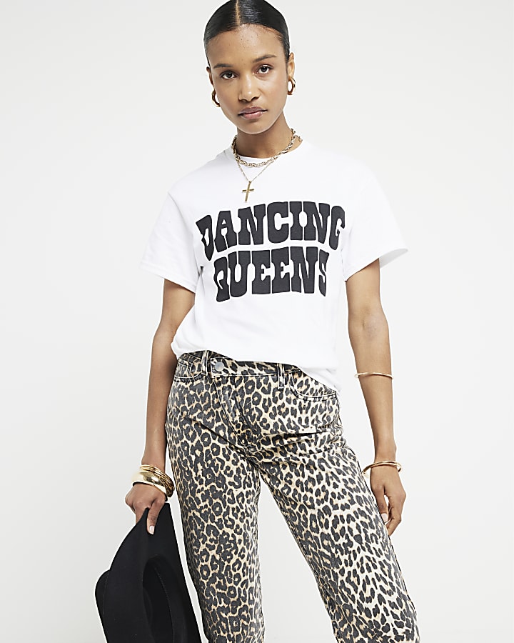 White graphic print boyfriend t-shirt