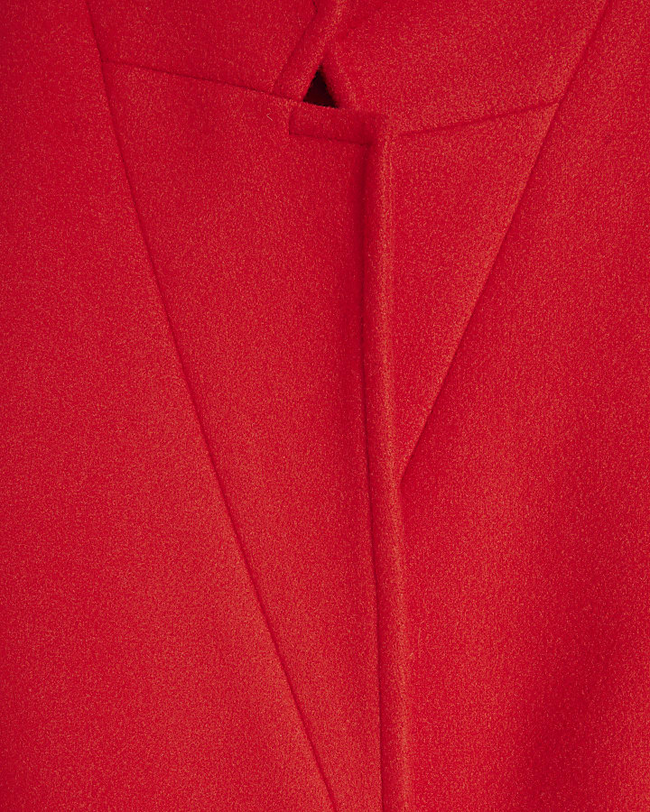 Red Notch Collar Wrap Coat