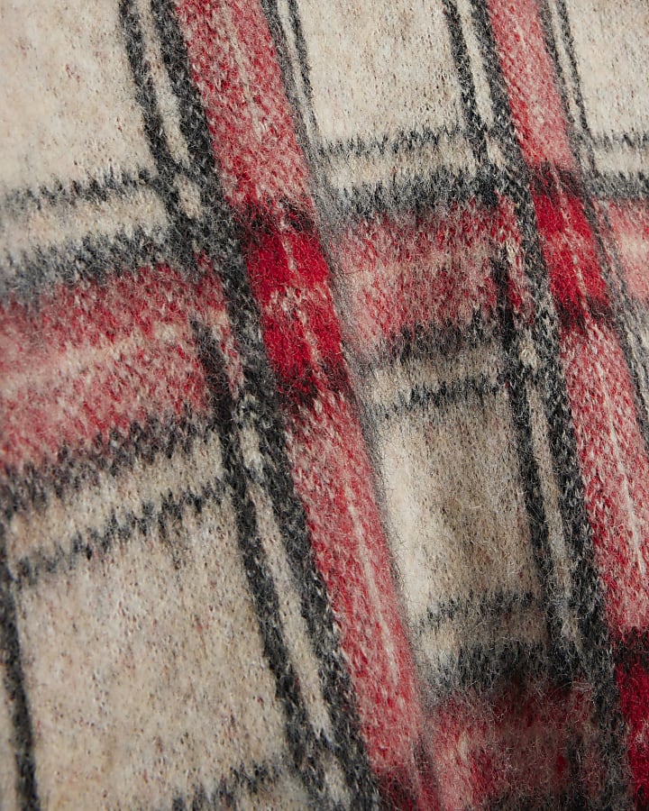 Red Hairy Tartan Jumper