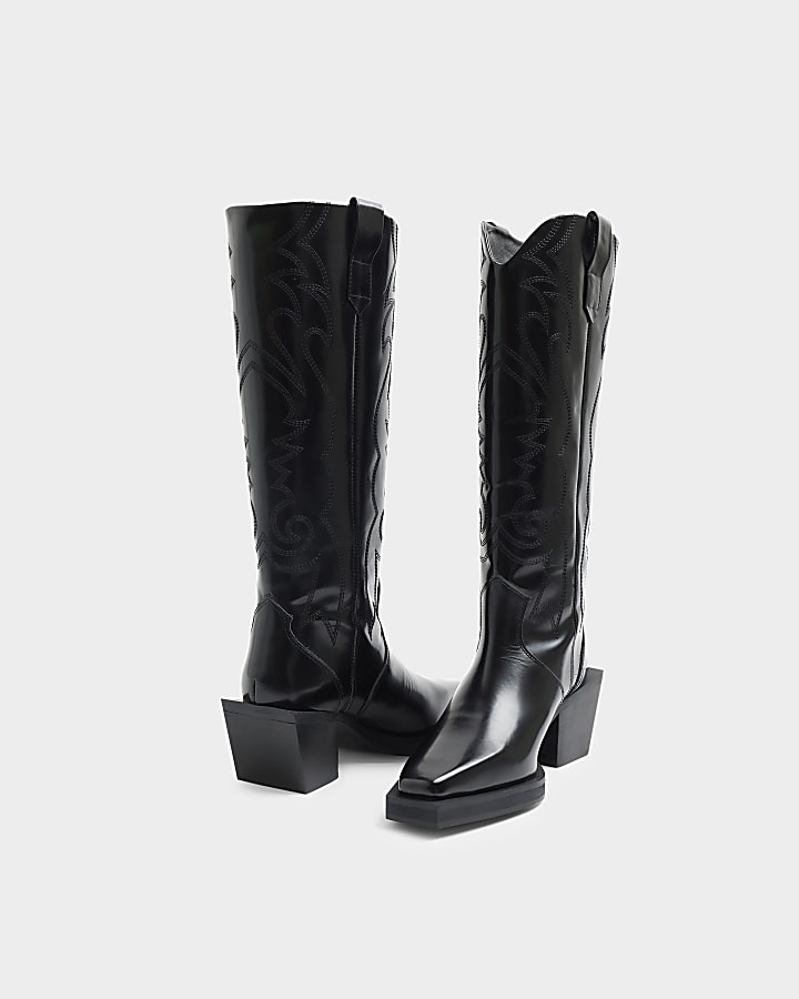 Black cowgirl boots with crosses best sale