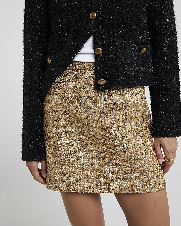 Gold Boucle Mini Skirt