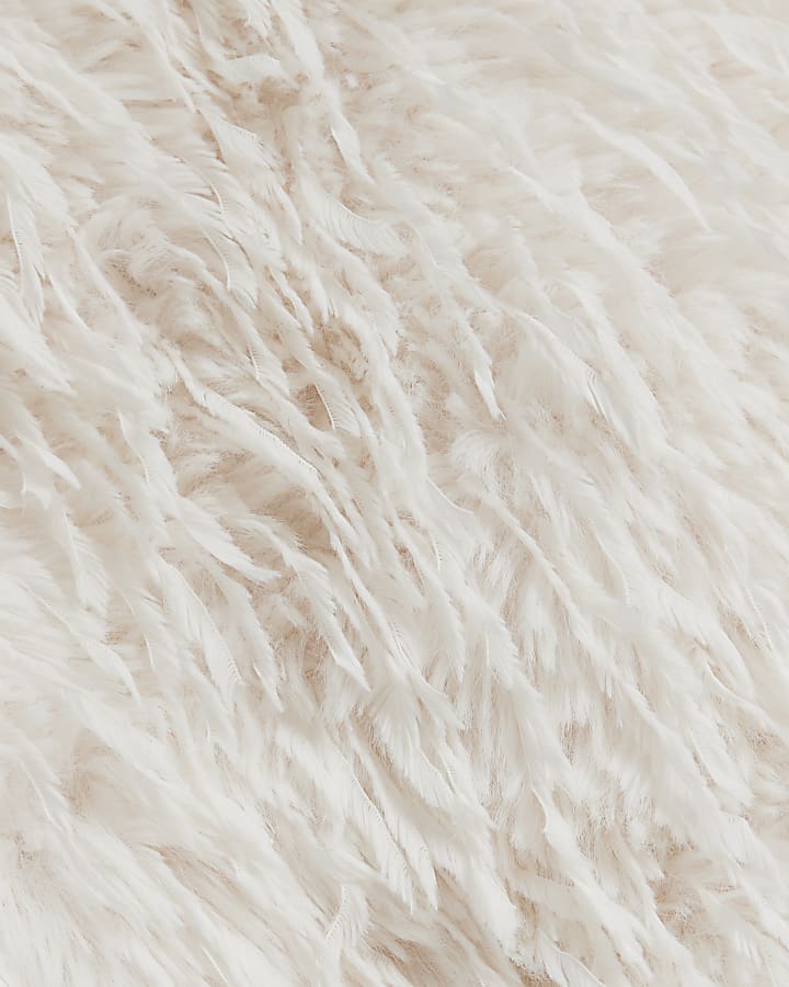Cream feather texture mini skirt