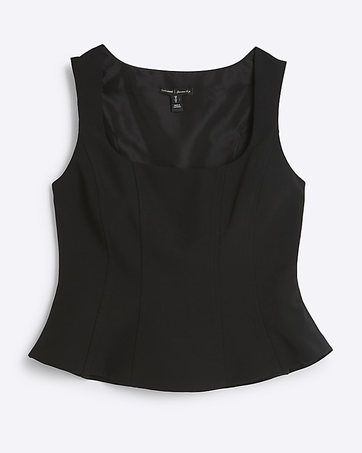 Black tailored peplum top