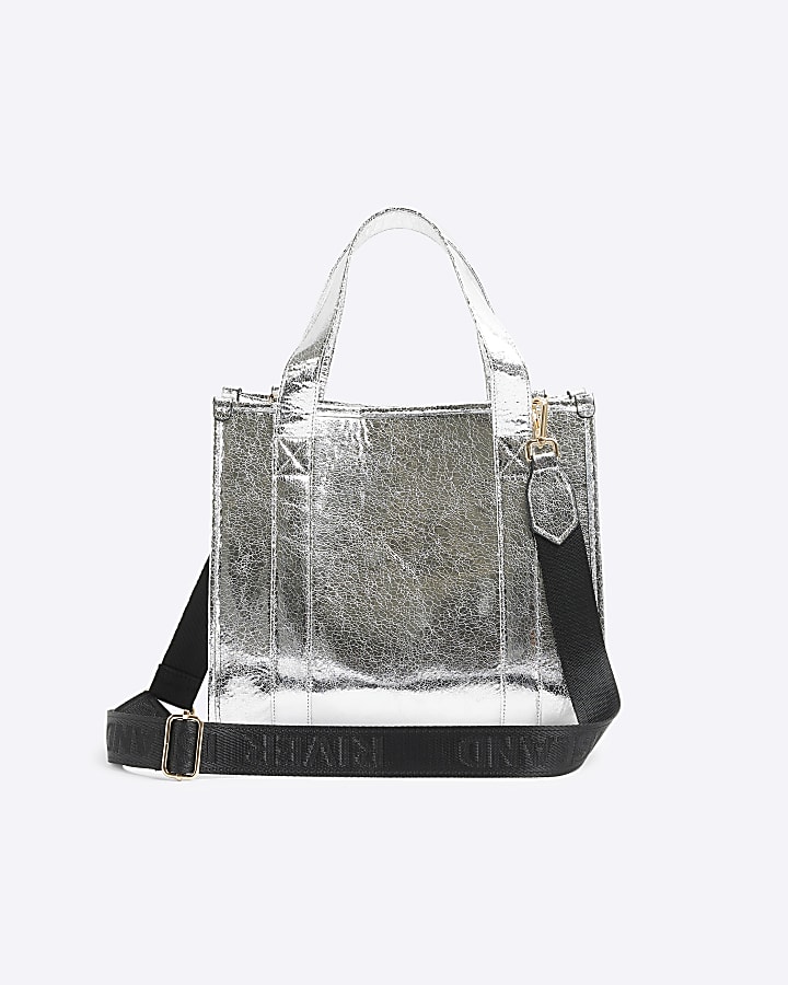 Silver embossed tote bag