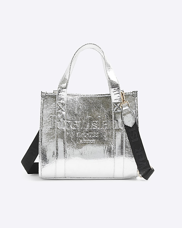 Silver embossed tote bag