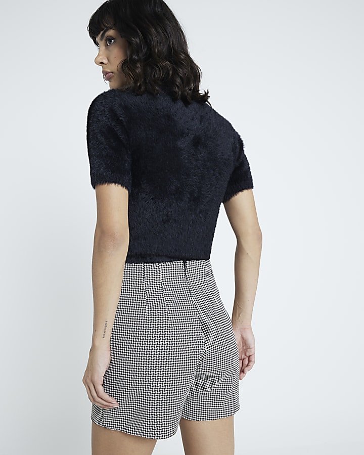 Black fluffy knit t-shirt