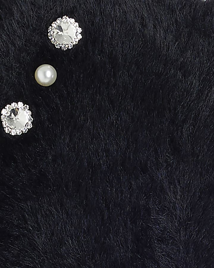 Black fluffy knit t-shirt