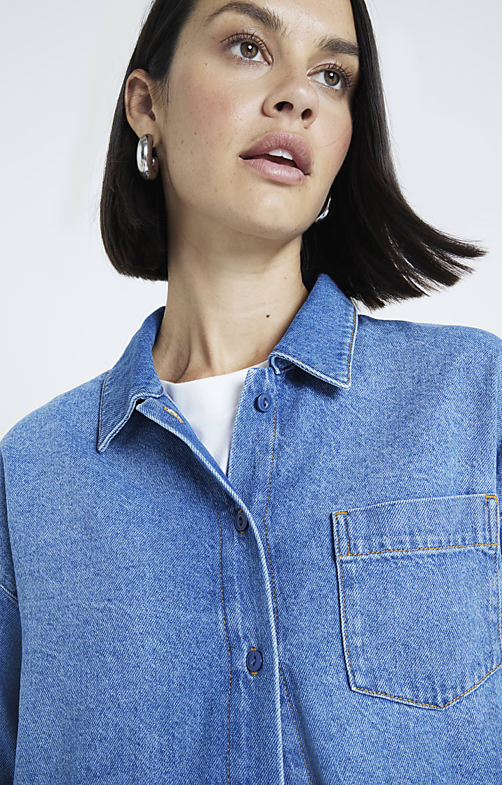 Blue denim Cropped shirt