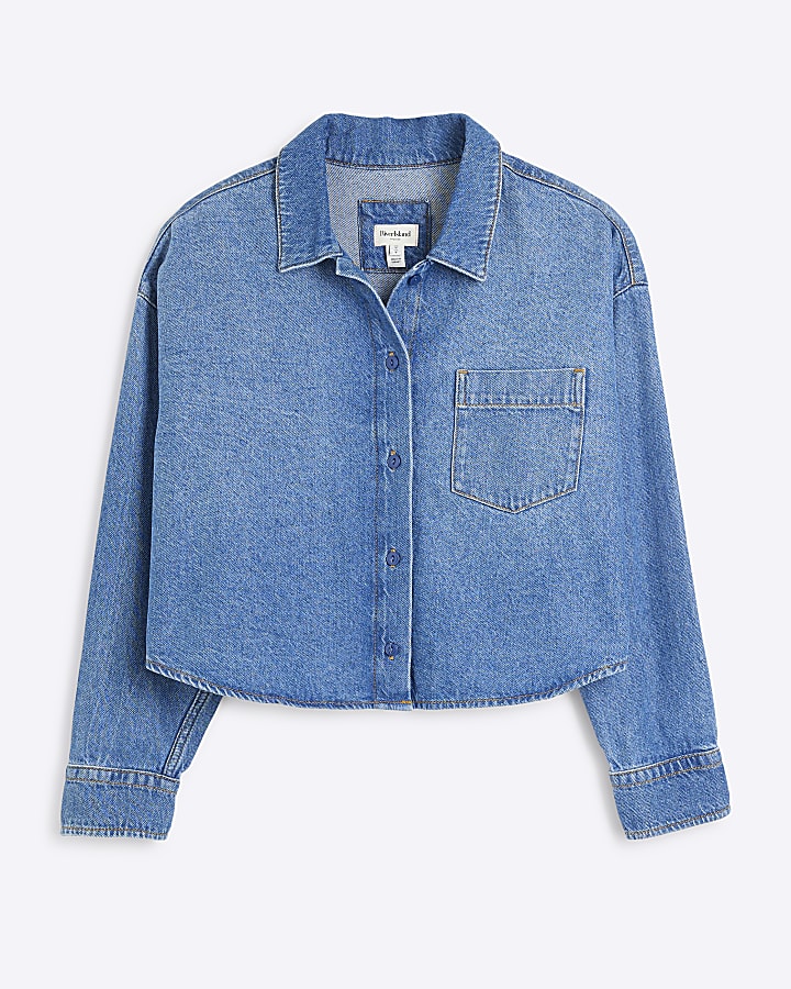 Blue denim Cropped shirt
