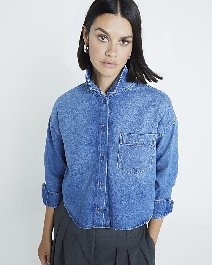 Blue denim Cropped shirt