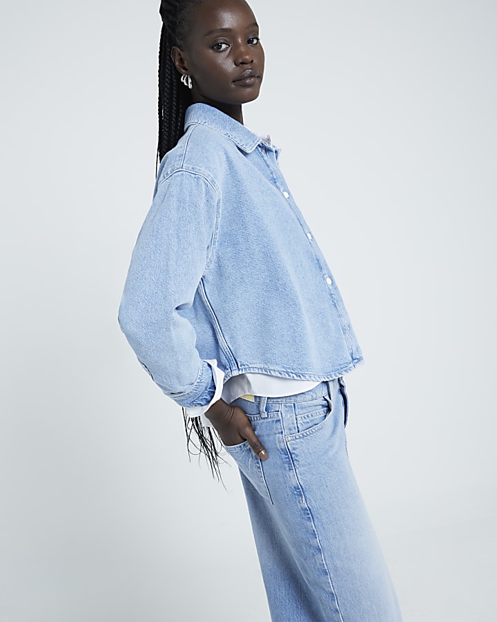 Blue Denim Crop shirt