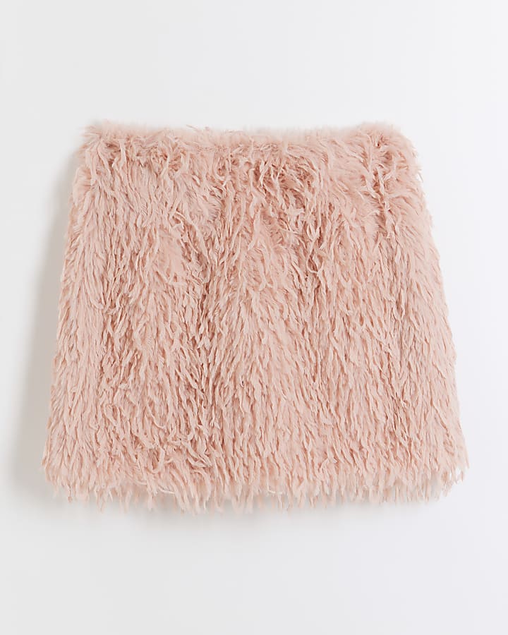Pink feather texture mini skirt