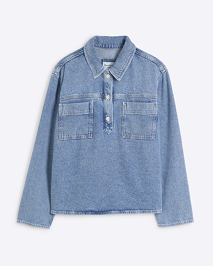 Blue Denim Pocket Detail Shirt