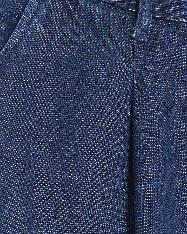 Blue dark tailored relaxed straight jeans