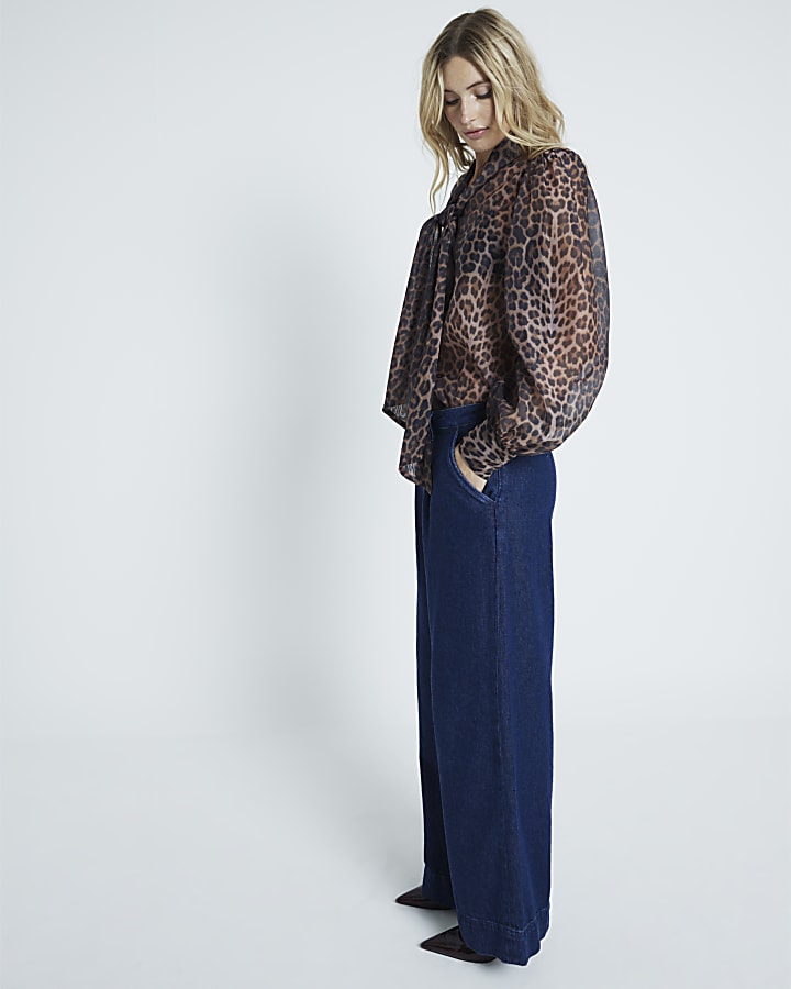 Blue dark tailored relaxed straight jeans
