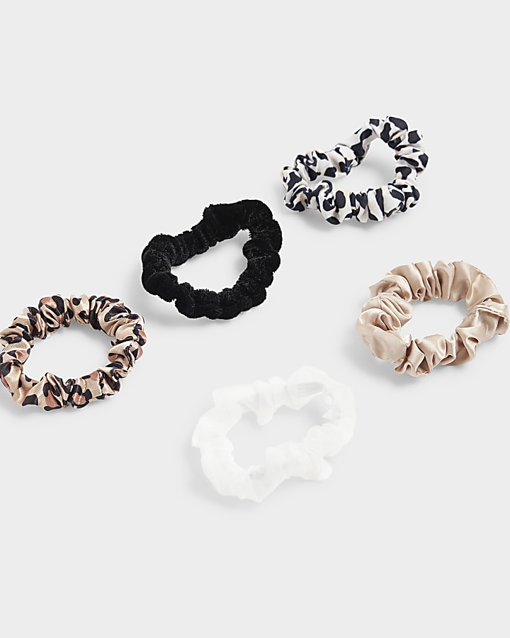 Brown leopard print scrunchie multipack