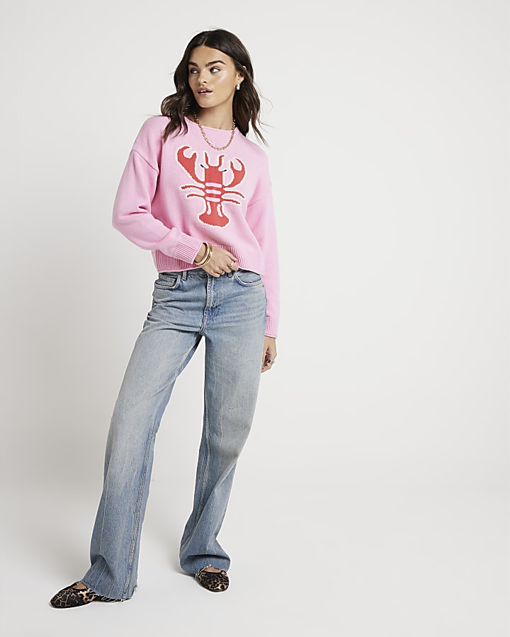 Pink lobster knit jumper