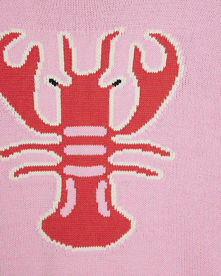 Pink lobster knit jumper